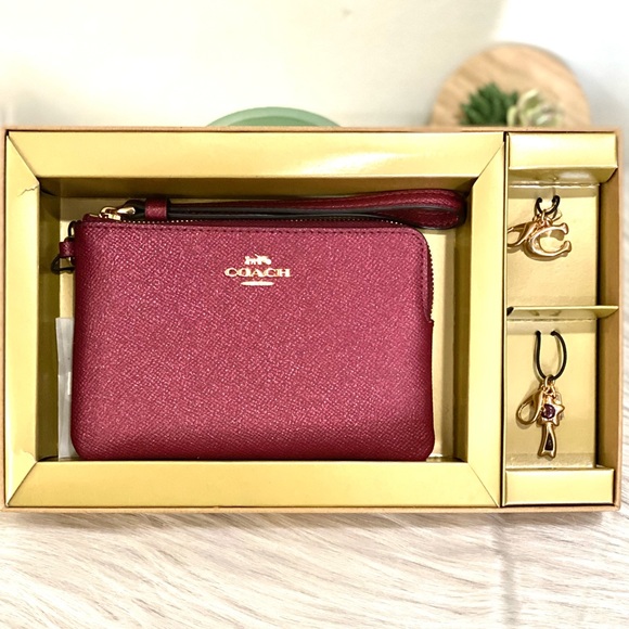 Coach Handbags - COPY - NWT COACH Boxed Corner Zip Wristlet with 2 Detachable Charms